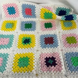 Binky Patrol Comforting Covers Knit Handmade Quilt Blanket Multicolor 48” X 54”